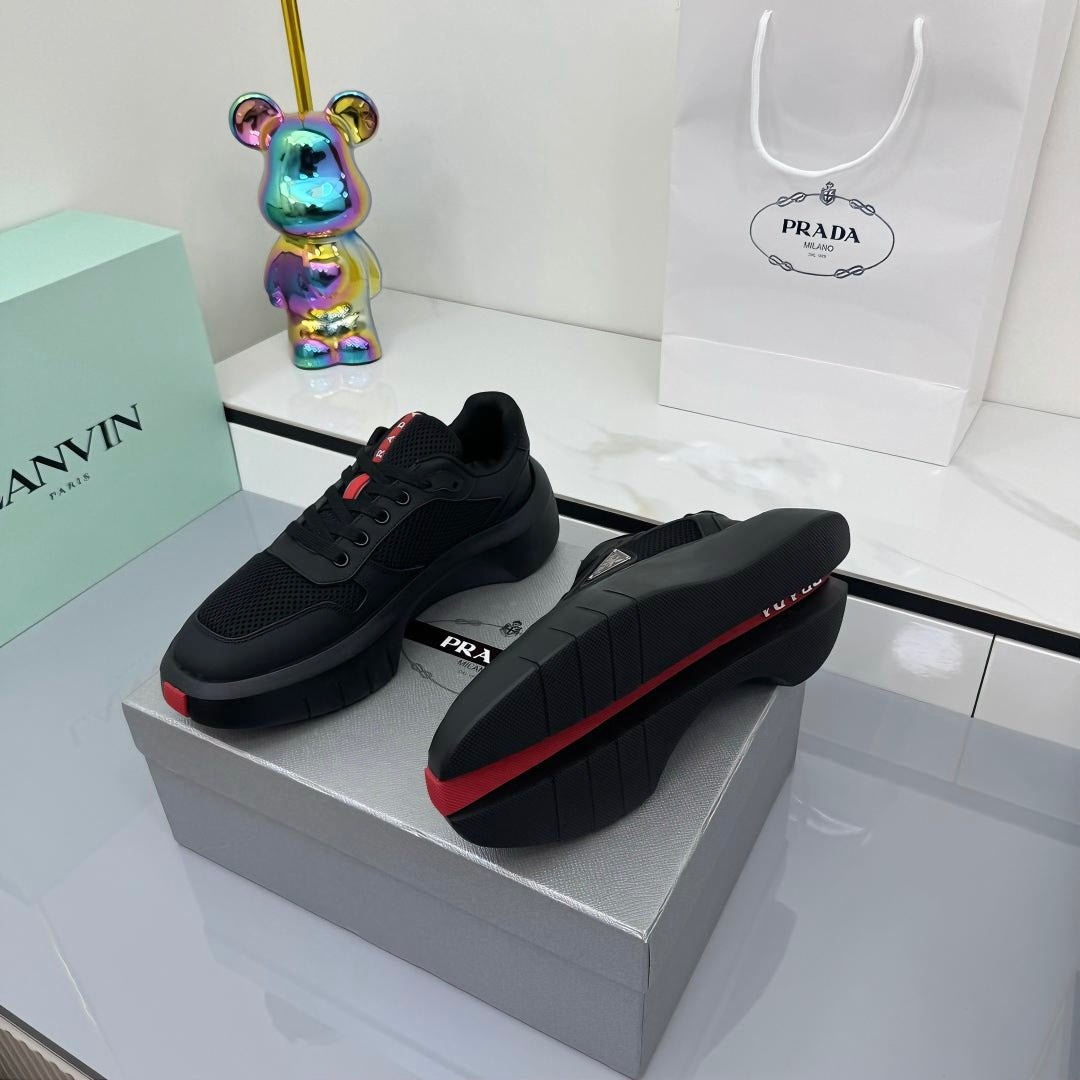 PRADA 25S SNEAKERS IN BLACK CALFSKIN、mysite、Cacoeks