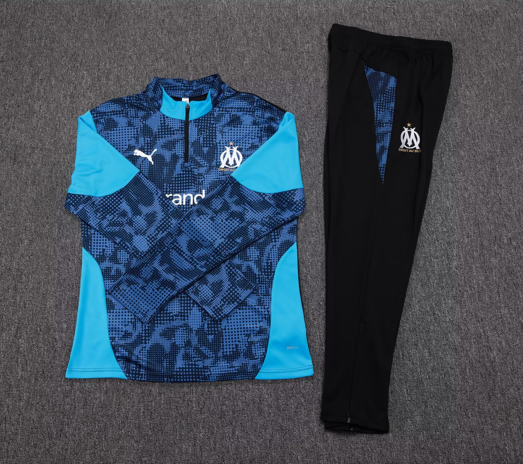 2025/2026 Olympique de Marseille Half-Pull Training Suit Blue-Black Football Jersey Set:football jersey mysite: unitedjerseyfootball 邓江浪:football