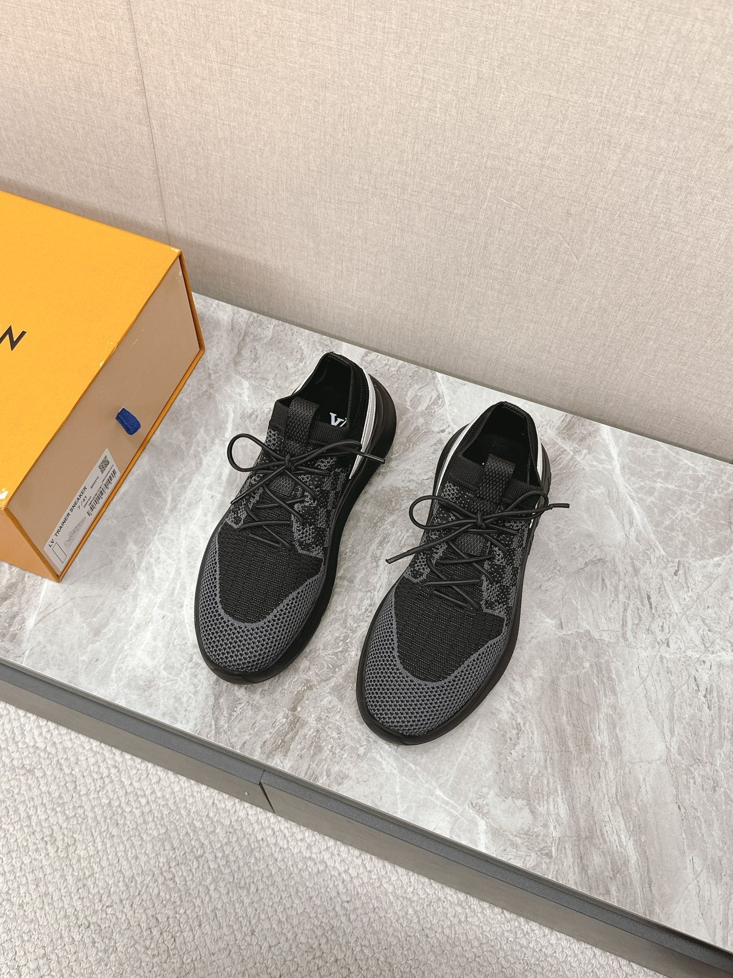 SNEAKERS IN BLACK DAMIER ELASTIC FABRIC、mysite、Cacoeks