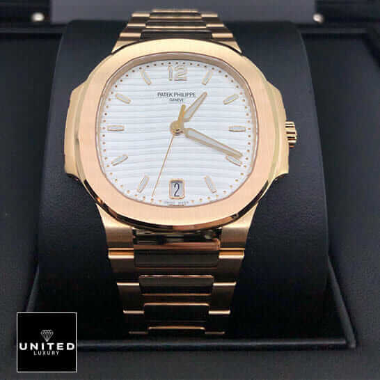 Patek Philippe Rose Gold White Dial Replica in the black box
