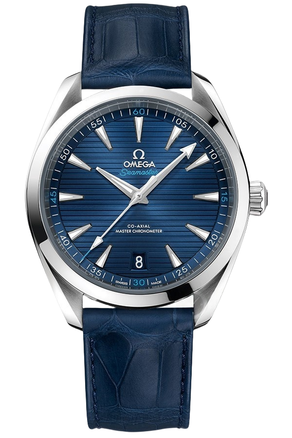 Omega Seamaster Ref. 220.13.41.21.03.001 Super Clone Watch – Blue Dial Leather Strap Fake Replica