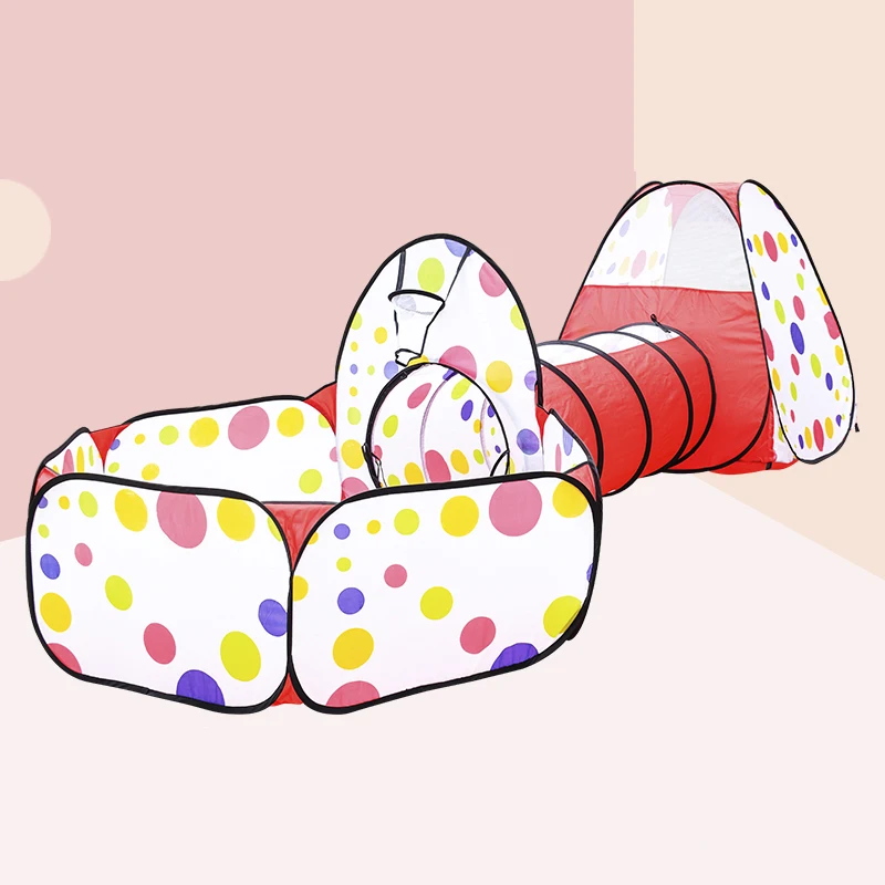 Oyun çadırı katlanabilir taşınabilir tünel üç parçalı Set sepet ile top havuzu çukurları kapalı/açık oyun evi oyuncaklar çocuklar çocuklar için