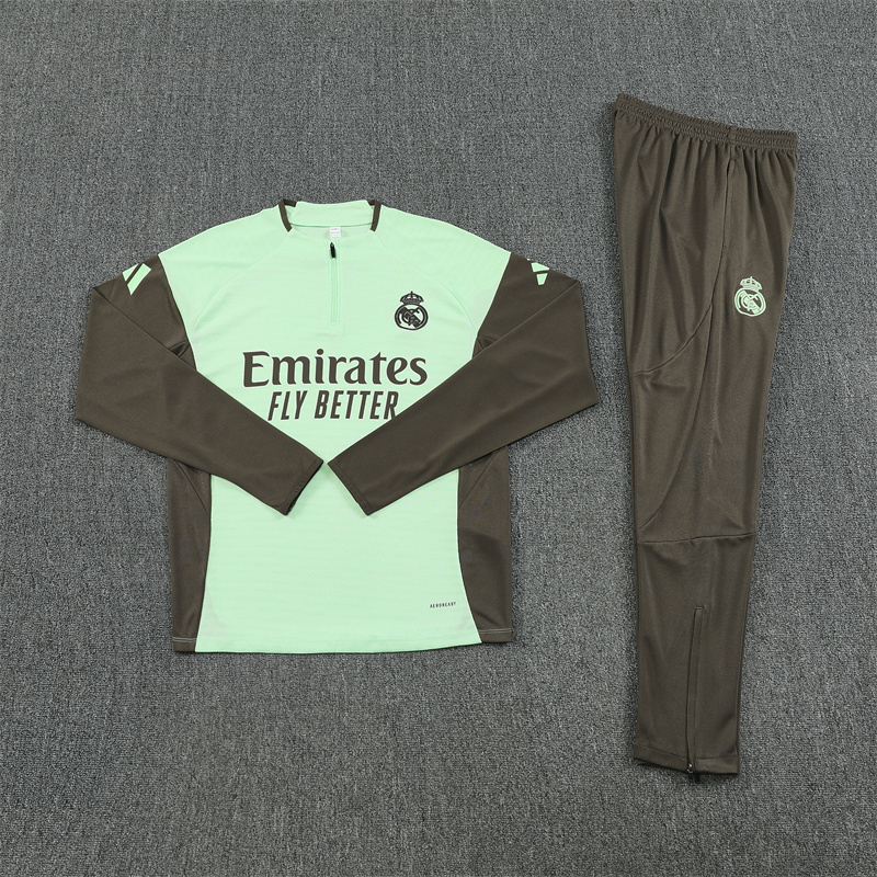 2025/2026 Real Madrid Half-Pull Training Suit Light Green Football Shirt 1:1 Thai Quality Set:football jersey mysite: unitedjerseyfootball 邓江浪:football