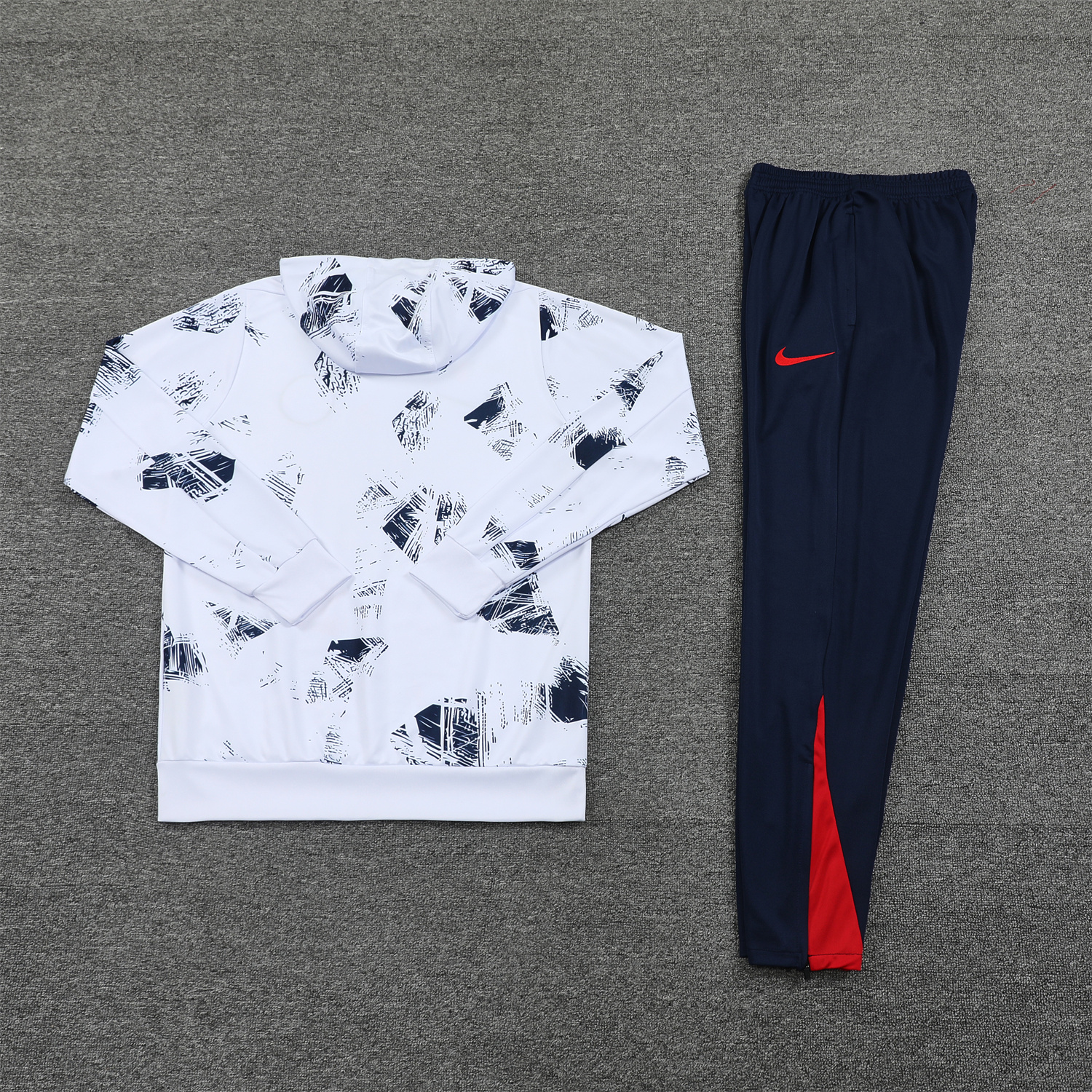 ManixJersey.com | Paris Saint-Germain PSG 24-25 Training Hoodie Set - White Hoodie and Deep Blue Pants -Customize Name, Number and Patch | Worldwide Shipping