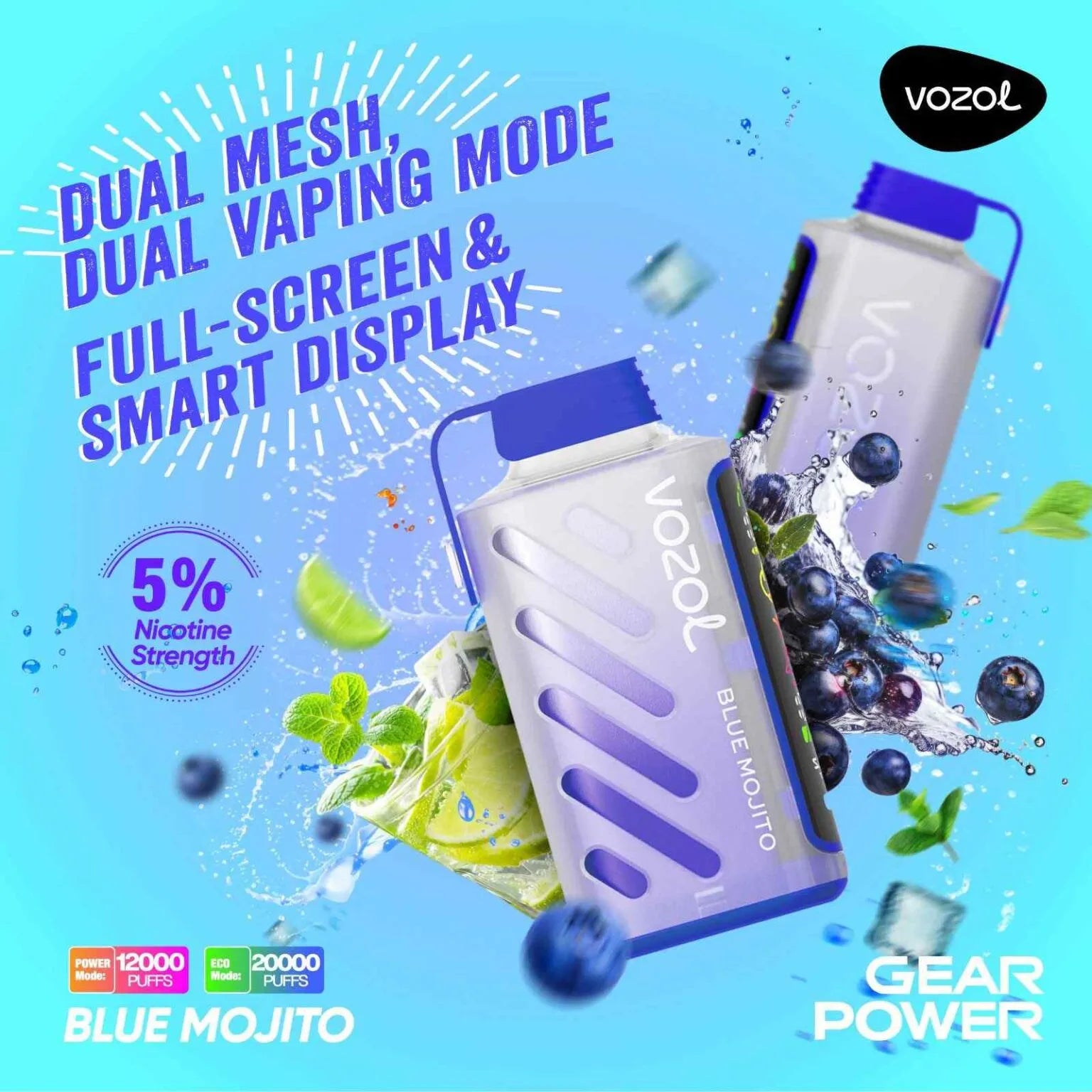  VOZOL Gear Power 20000 Puffs 50mg Dual Mode Disposable Vapevpae005 vapeing vape