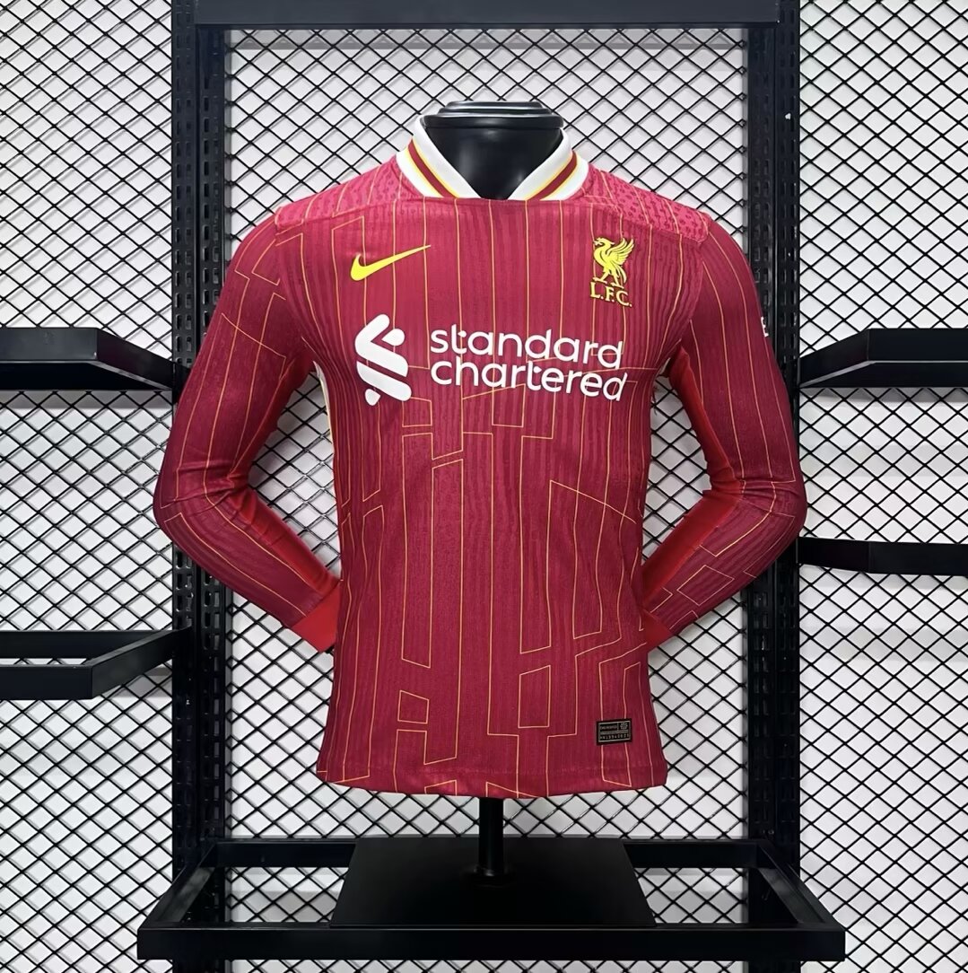 JerseysGala.com | Liver.pool 24-25 Home Long Sleeve Jersey - Player Version -Customize Name, Number and Patch | Worldwide Shipping