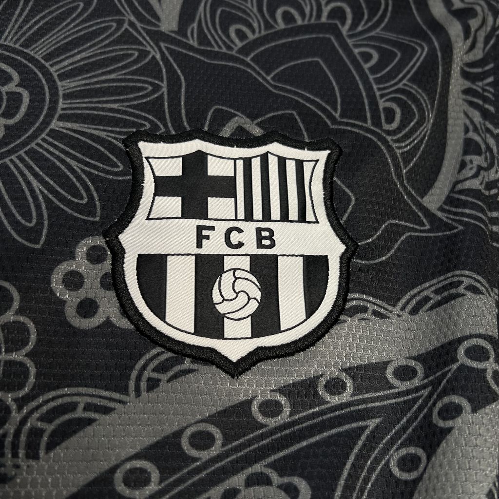 ManixJersey.com | Barcelona 24-25 Black Grey Pattern Jersey - Fans Version -Customize Name, Number and Patch | Worldwide Shipping