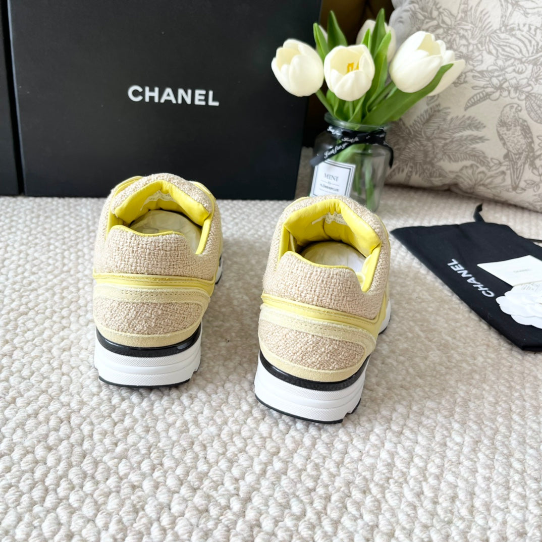 CC SNEAKER IN LIGHT YELLOW WOOL TWEED AND SUEDE、mysite、Cacoeks