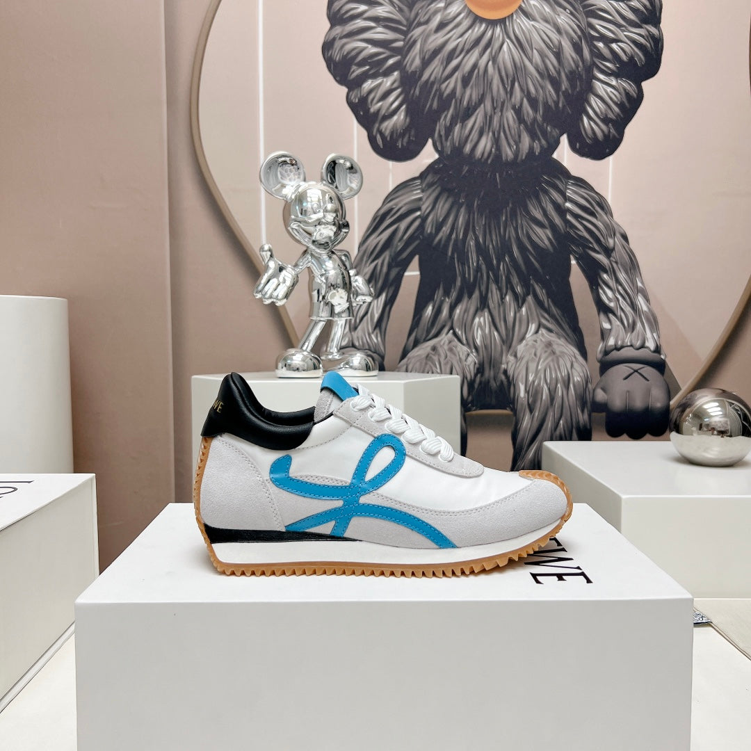 FLOW RUNNER SNEAKER IN PALE GRAY MIX BLUE SUEDE AND SHEEPSKIN、mysite、Cacoeks