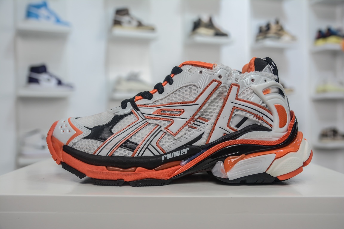 Balenciaga Runner Sneaker in White Orange Black、mysite、Cacoeks