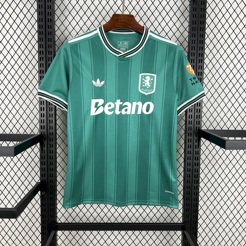 JerseysGala.com | Aston Villa 24-25 Originals Green Stripe Jersey - Fans Version -Customize Name, Number and Patch | Worldwide Shipping