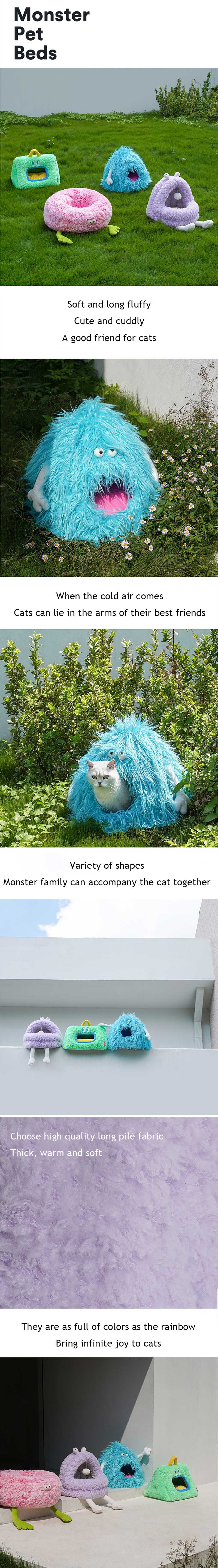 Monsters Family Cat Bed 3 Colors Removable Cat Tent