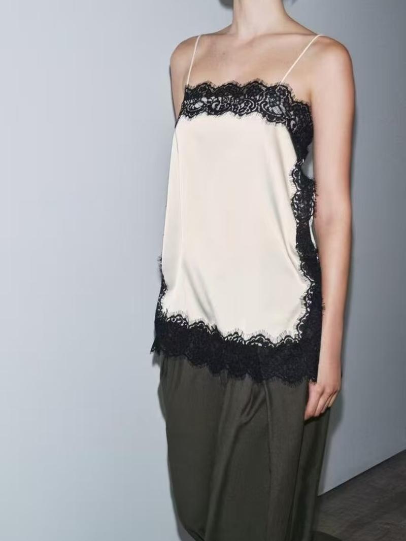New Fashionable Elegant Sexy Lady Satin Lace Blouse