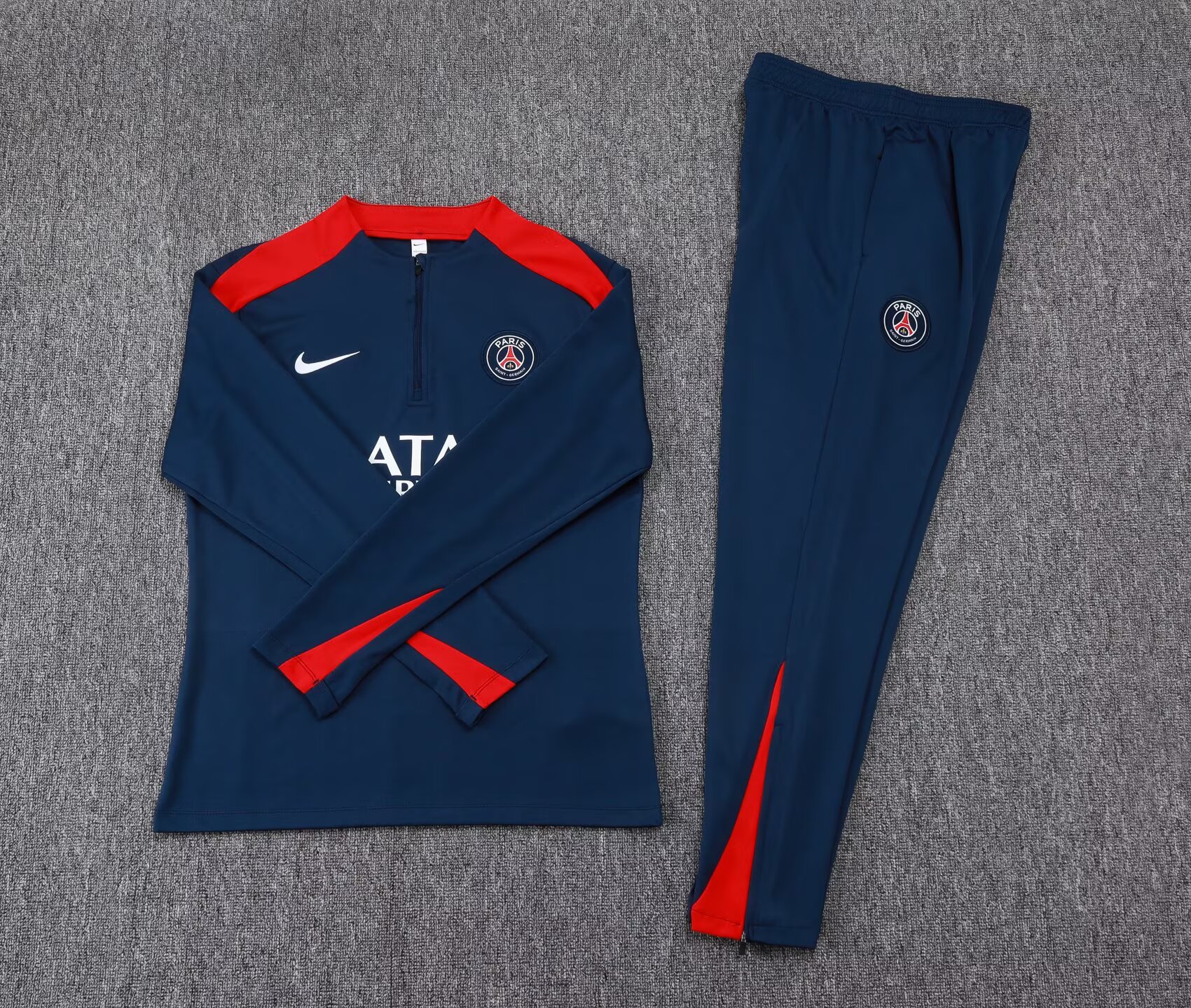 2025/2026 Psg Paris Saint-Germain Half-Pull Training Dark Blue Football Shirt 1:1 Thai Quality Set:football jersey mysite: unitedjerseyfootball 邓江浪:football