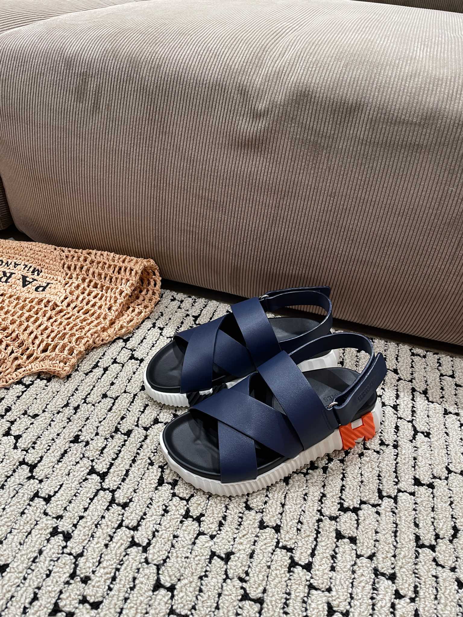 ELECTRIC SANDAL BLACK MIX NAVY CALFSKIN、mysite、Cacoeks