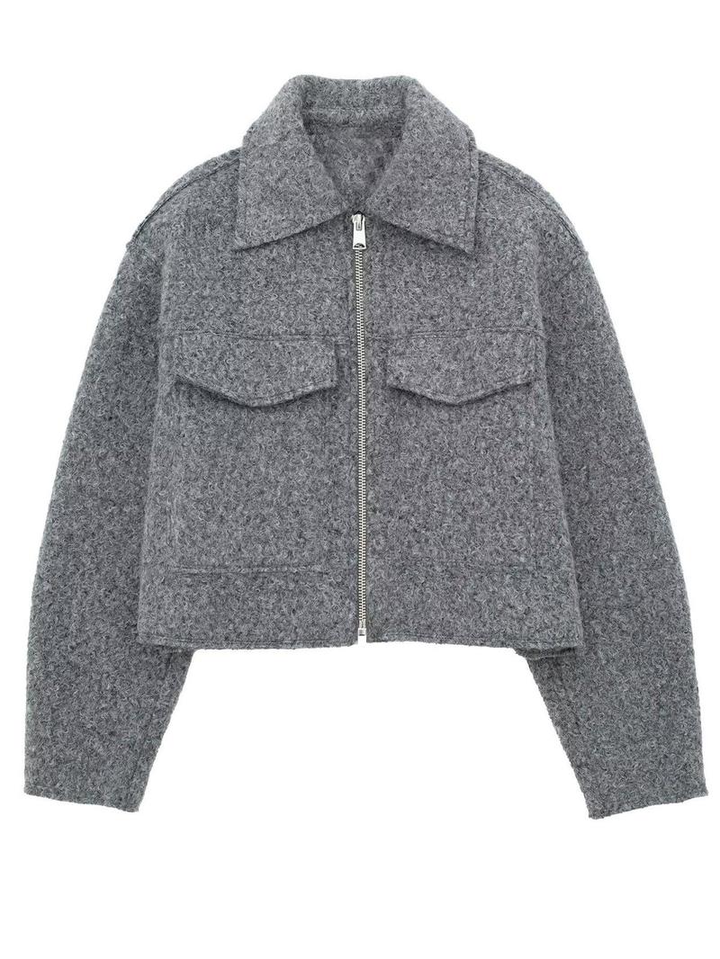 Women's Straight Shoulder Zipper Jacket, Fashion Casual Long Sleeve Outerwear, Daily Outdoor Wear, Fall & Winter Women's Clothing