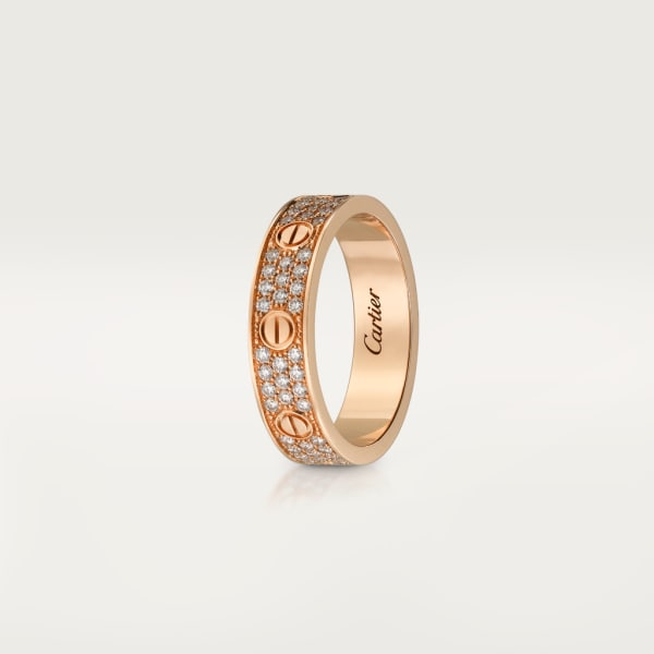 Love wedding band, diamond-paved Rose gold, diamonds