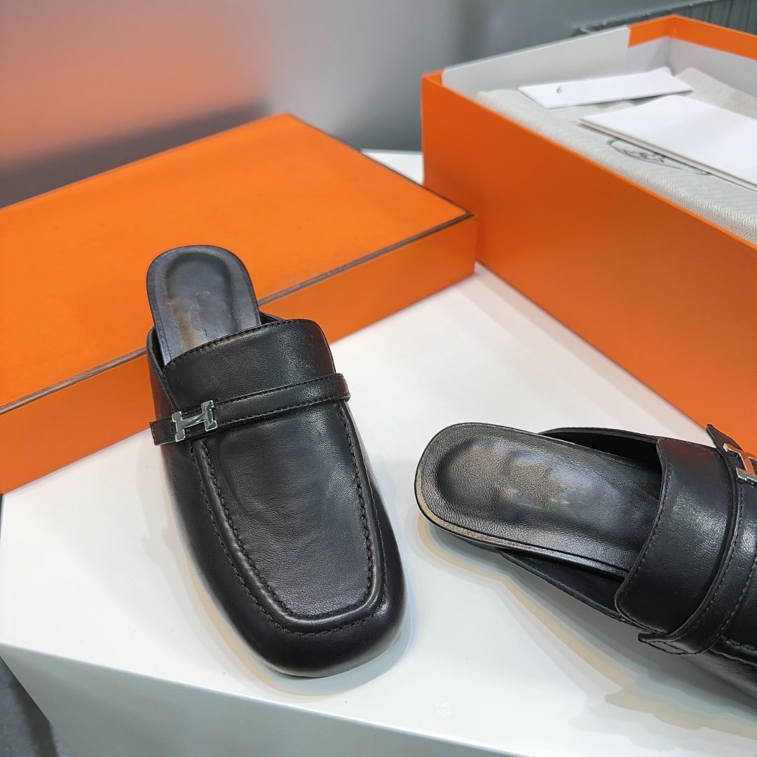 Lena Mule Black Leather、mysite、Cacoeks