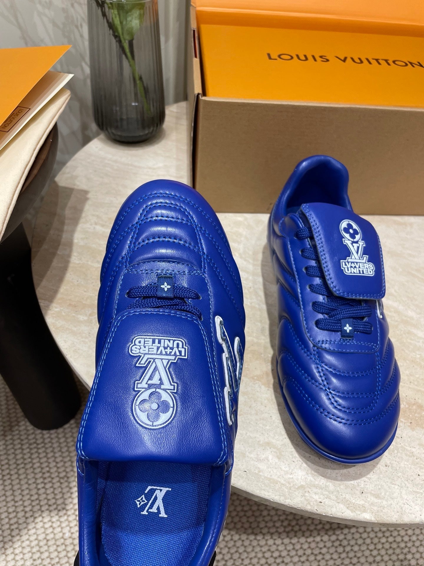 FOOTPRINT SOCCER SNEAKER IN COBALT BLUE CALFSKIN、mysite、Cacoeks