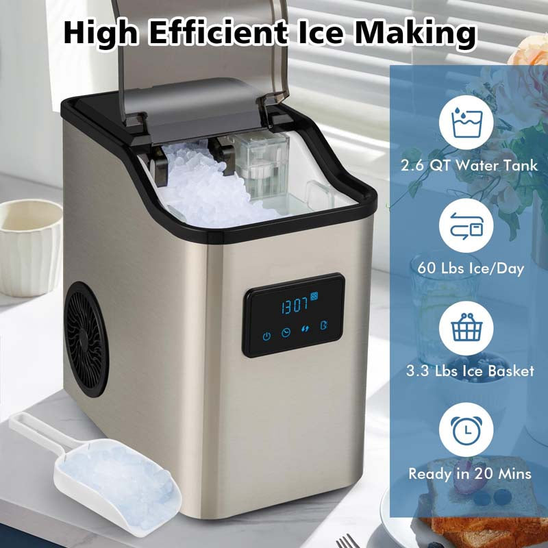 Eletriclife Countertop Nugget Ice Maker with 2 Ways Water Refill Self-Cleaning