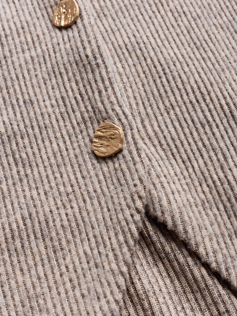 Women's Autumn Winter Set, Knitted Boat Neck Top with Buttons & Ribbed Long Pants, Casual Loose Fit for Ladies