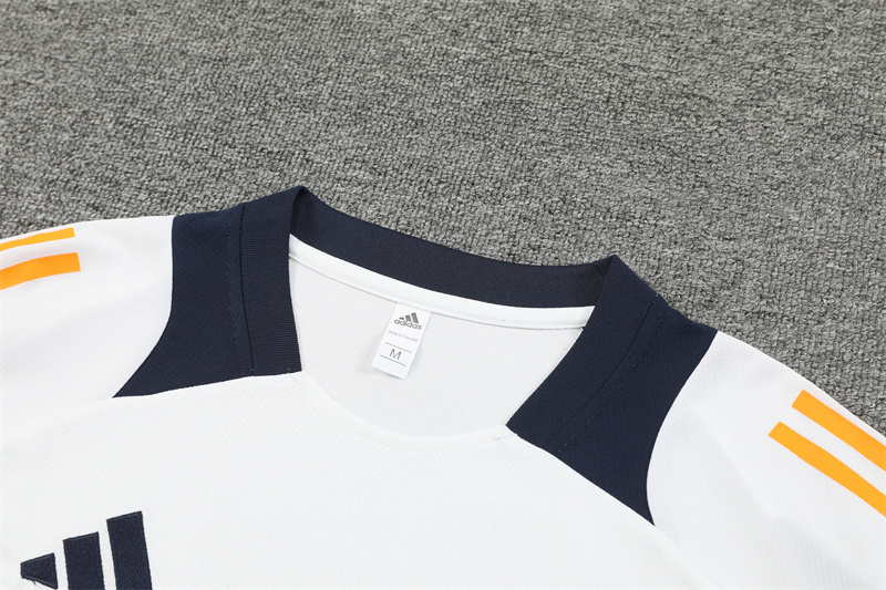 ManixJersey.com | Real Madrid 24-25 Short-Sleeve Training Kids Kit - White & Deep Blue -Customize Name, Number and Patch | Worldwide Shipping