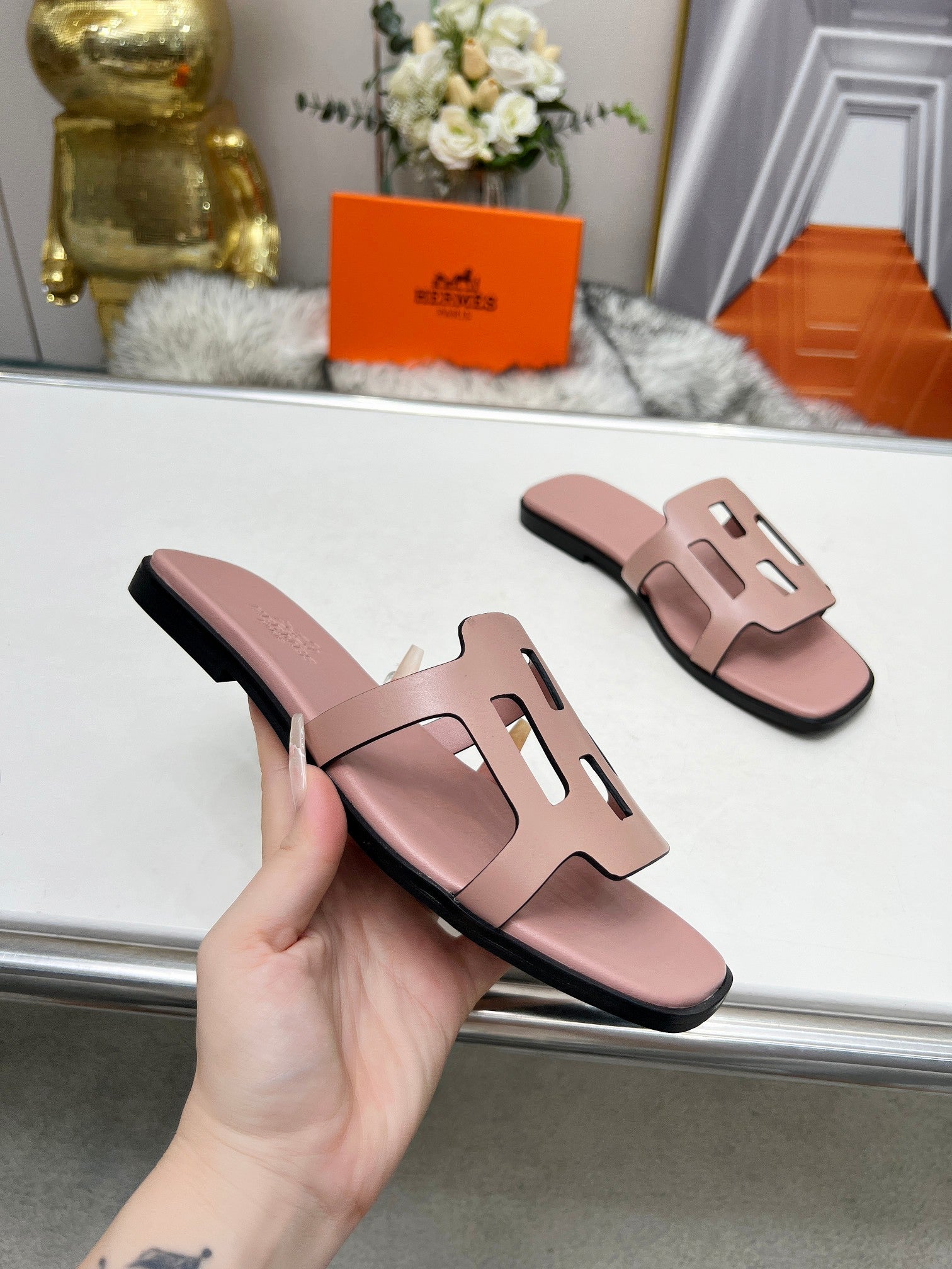 FLATFORM SANDAL LIGHT PINK CALFSKIN、mysite、Cacoeks
