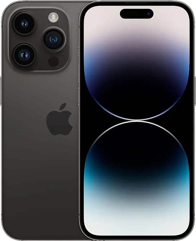 Front. Apple - Pre-Owned iPhone 14 Pro 5G 256GB (Unlocked) - Space Black.