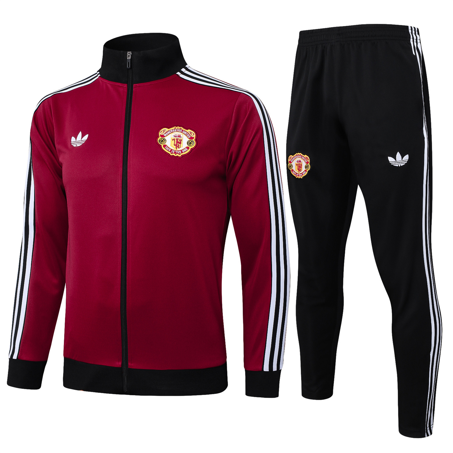 UltraTrikot-Manchester United 24-25 Throwback Jacket Training Tracksuit - Date Red Jackets & Black Pants