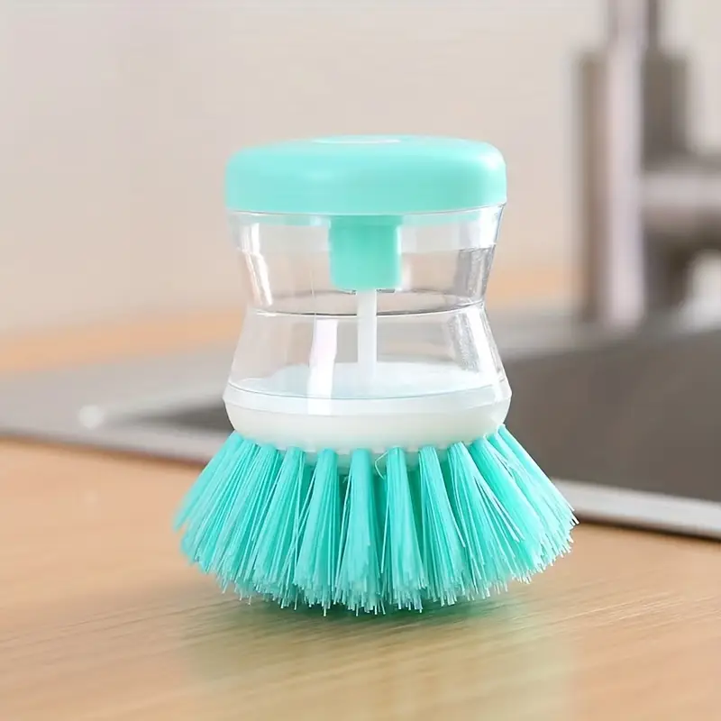 1pc portable manual press liquid dishwashing brush   pp material no electricity needed compact multi purpose kitchen tool for rv camping outdoor picnics home use durable cleaning brush details 7