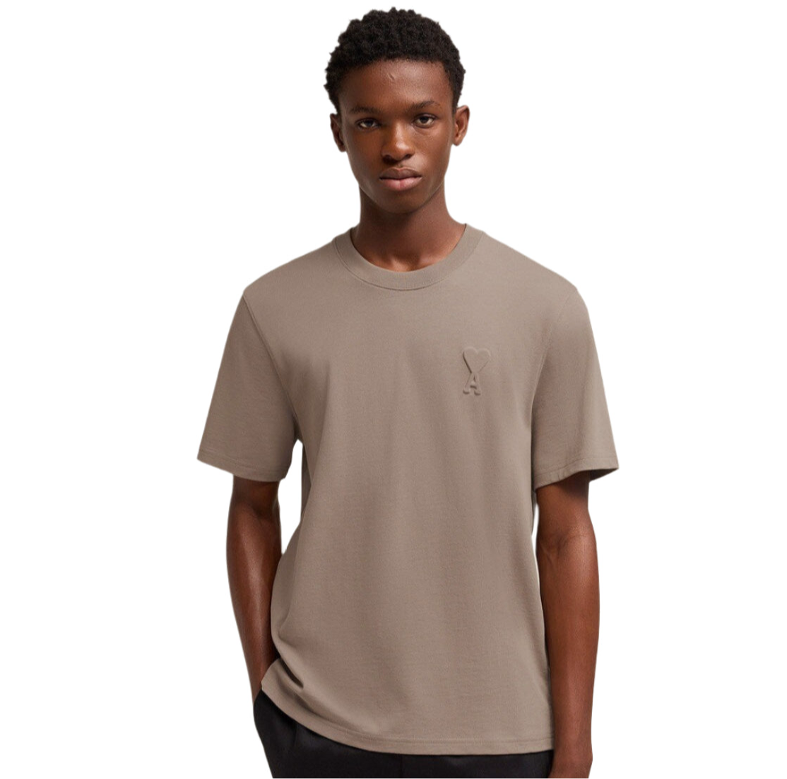 Ami Paris Logo Embossed T-Shirt ‘Taupe’、mysite、Cacoeks