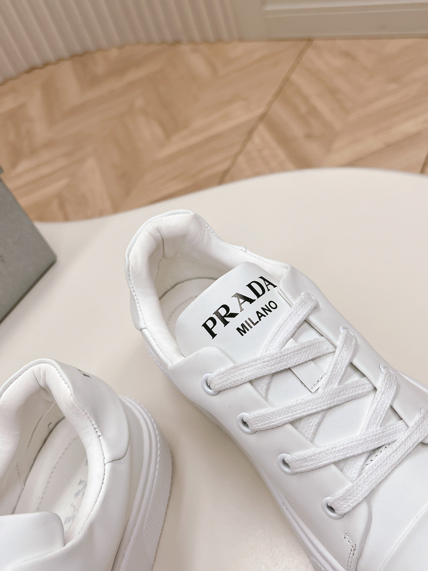 PRA LOGO OUTLET BASIC SNEAKERS WHITE CALFSKIN、mysite、Cacoeks