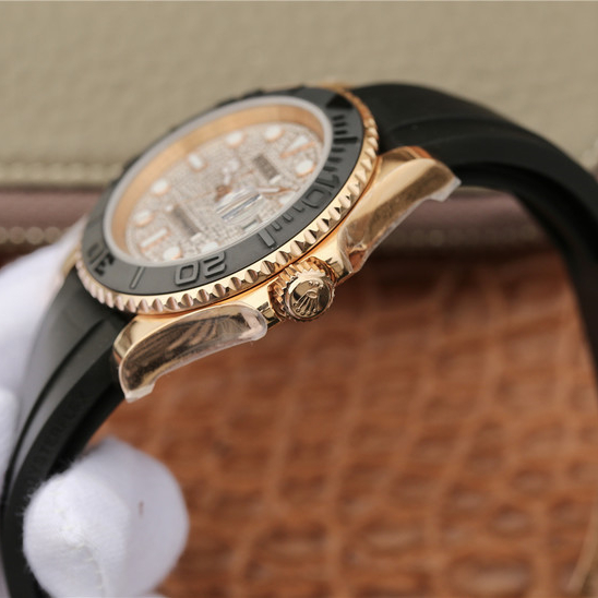 brand Yacht Master 1 Golden Diamond Dial Rubber Strap 40mm luxury watch for sale – NeveReL