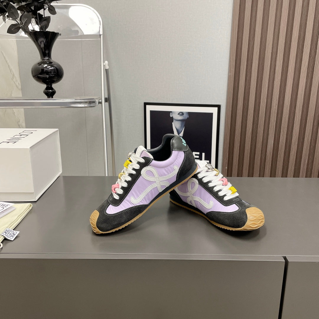 BALLET RUNNER 2.0 IN PURPLE PASTEL MIX BLACK SUEDE AND LYCRA FABRIC、mysite、Cacoeks