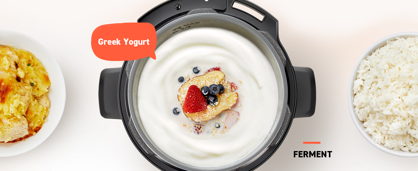 The ferment function can do more than yogurt, and support to adjust temperature within 77℉ and 356℉.