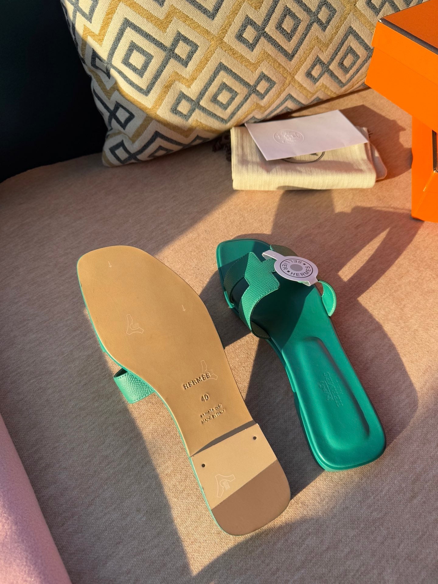 0RAN SANDALS IN PERSIAN GREEN CALFSKIN、mysite、Cacoeks