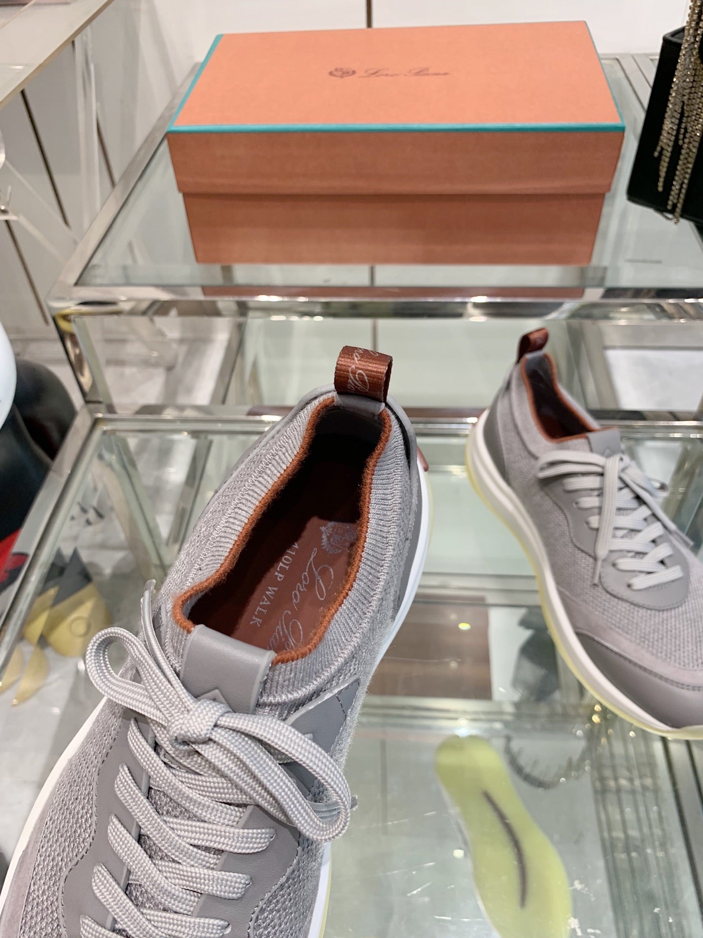 SNEAKER IN GRAY CANVAS MIX SUEDE WITH LAMBSKIN、mysite、Cacoeks