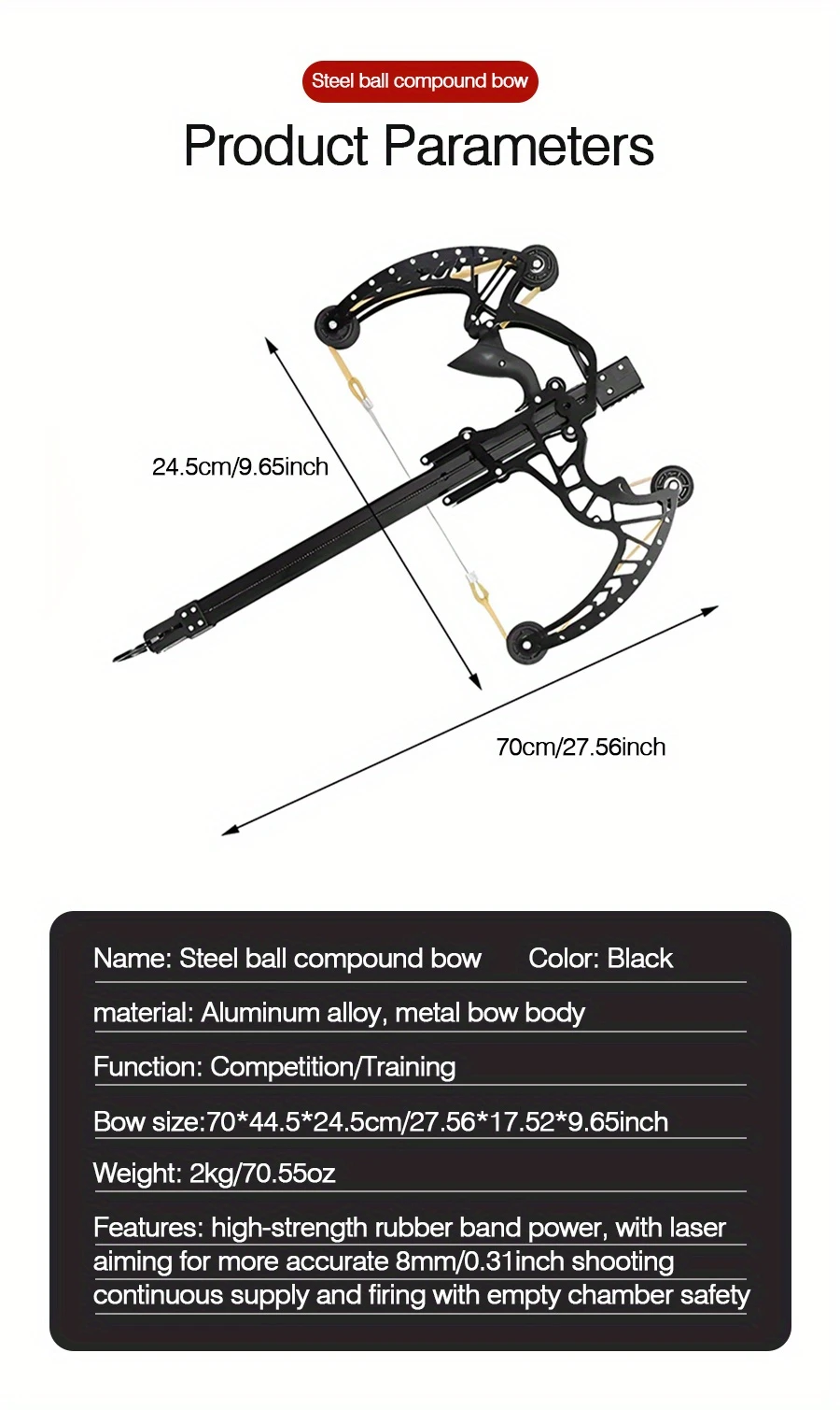 new   50 shots steel ball compound bow recurve bow full metal   shooting slingshot archery and ball dual use bow outdoor competitive sports high power long range adult bow details 11