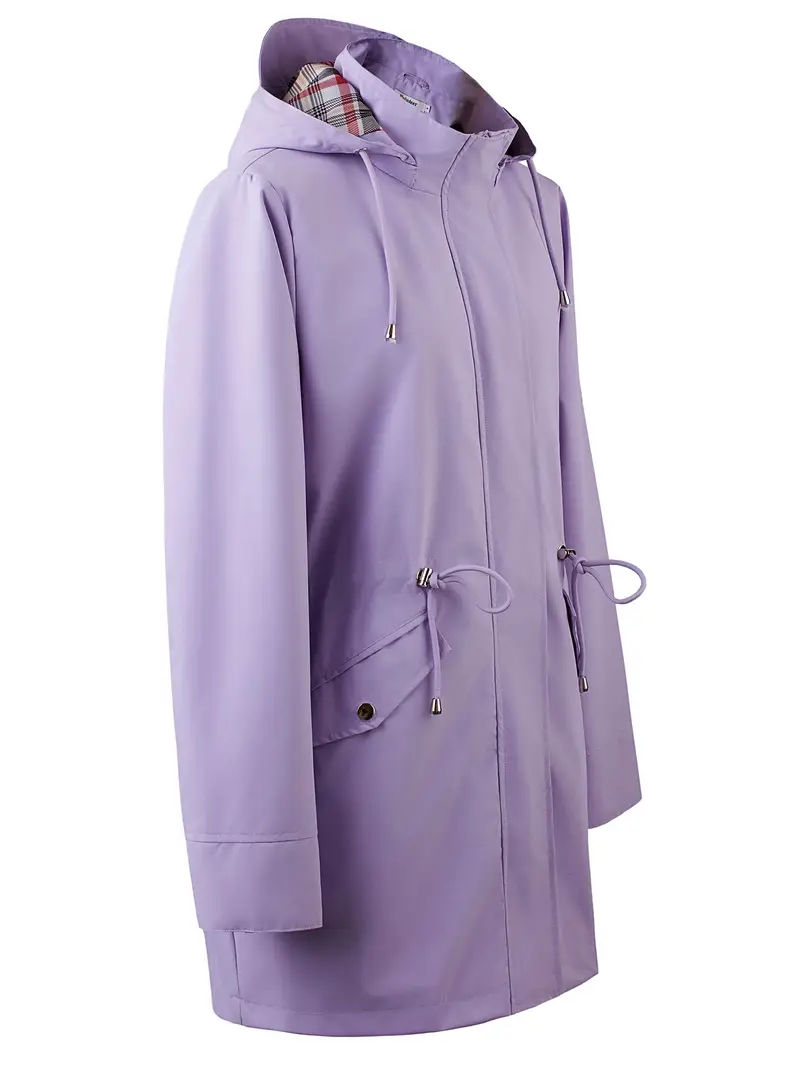 womens beige hooded zip up trench coat with drawstring waist multiple pockets casual long sleeve jacket for fall winter machine washable Product details 9