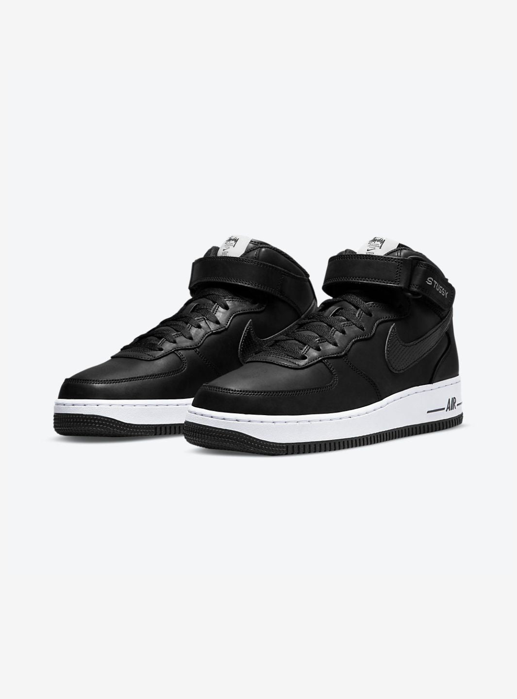 Nike Air Force 1 Mid Stussy Black White、NIKE、Cacoeks