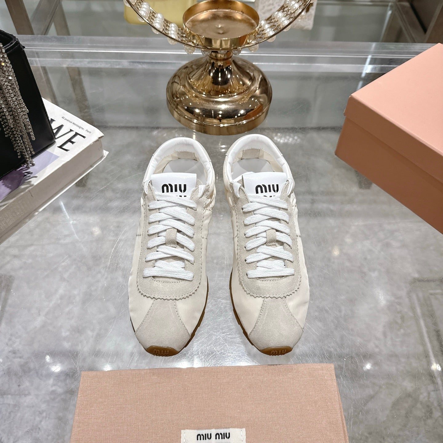 PLUME NAPPA SNEAKERS IN OFF WHITE SUEDE AND CANVAS、mysite、Cacoeks