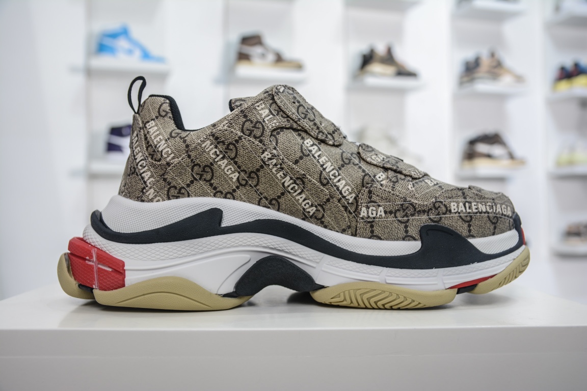 Balenciaga Triple S Sneaker x Gucci in Brown Red、mysite、Cacoeks