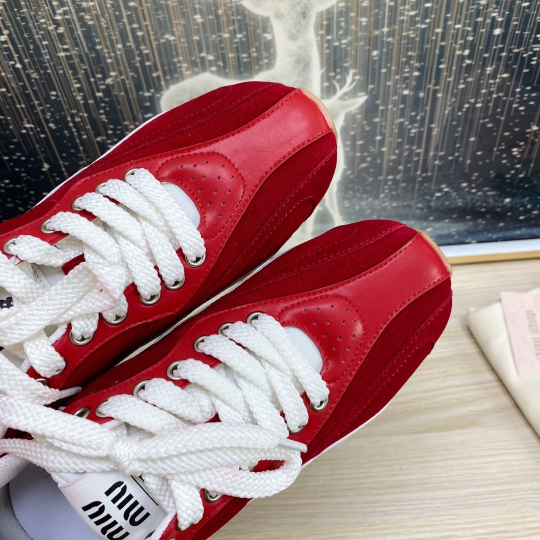 NB Red And Crimson Color Sneakers Cowhide、mysite、Cacoeks