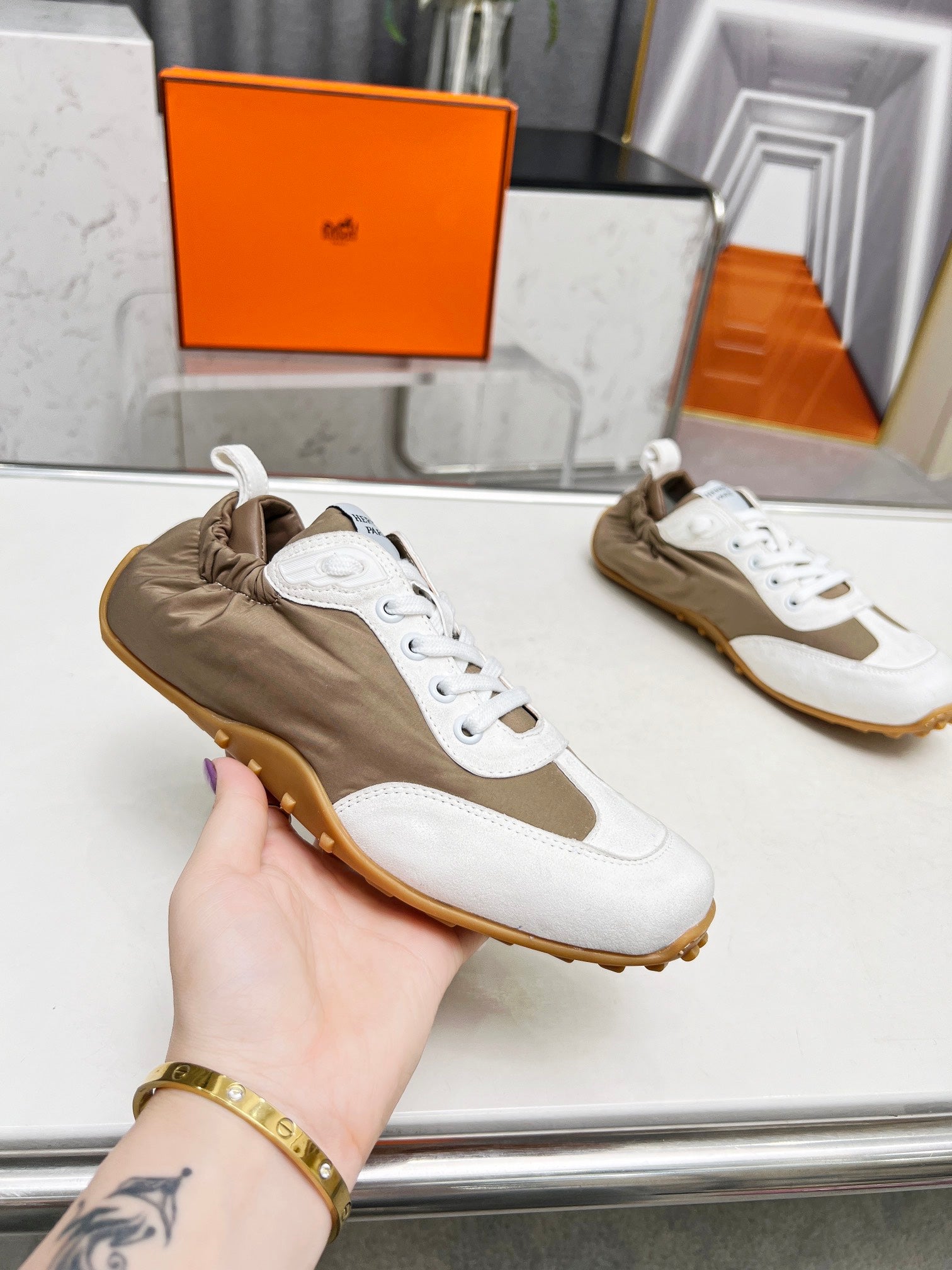 SKATEBOARD SHOES BROWN MIX WHITE SUEDE、mysite、Cacoeks