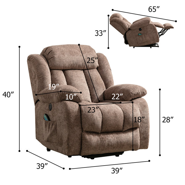 39'' Wide Power Lift Chair Recliner with Massager Heat