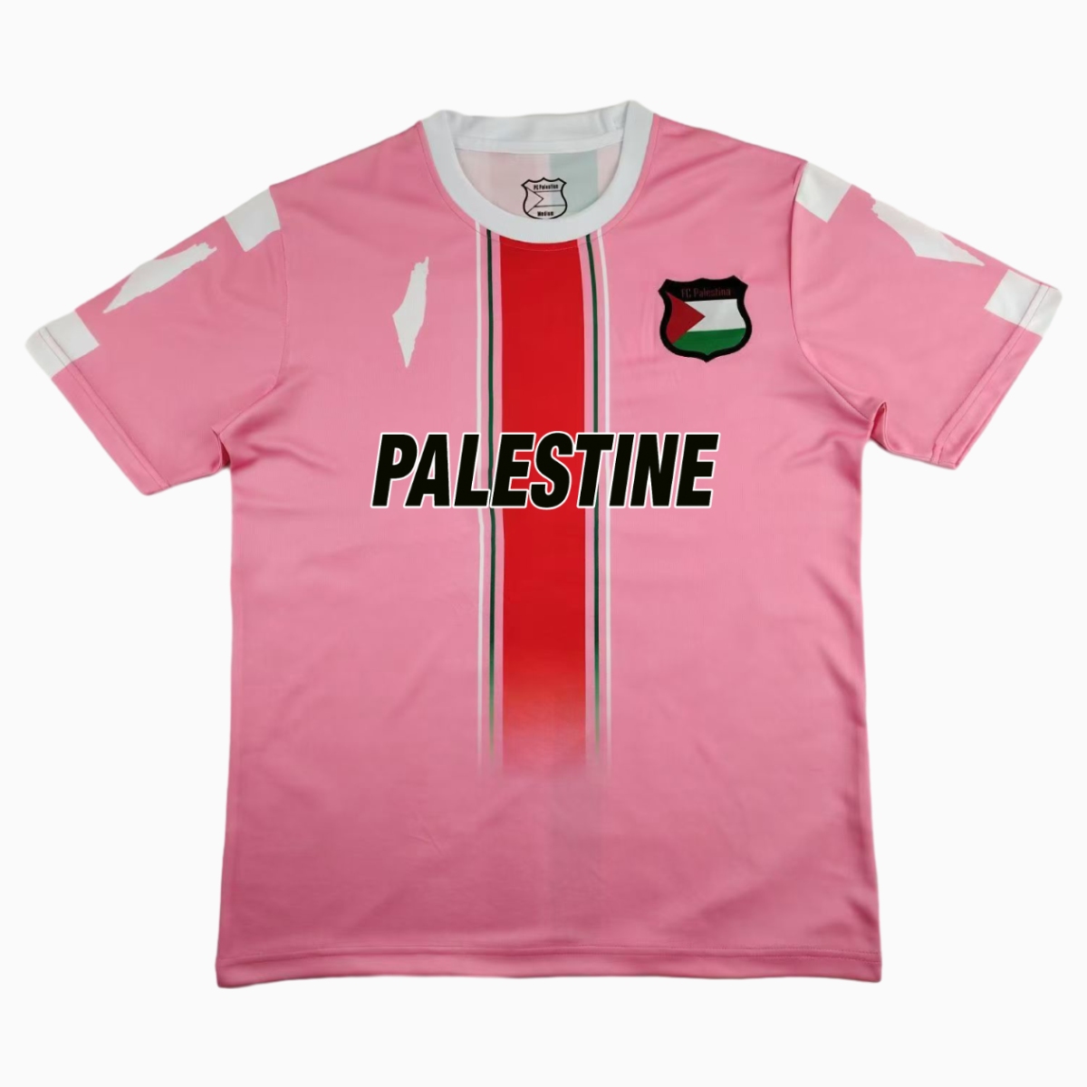 ManixJersey.com | FC Palestina 24-25 Pink Centre Striped Jersey with English -Customize Name, Number and Patch | Worldwide Shipping