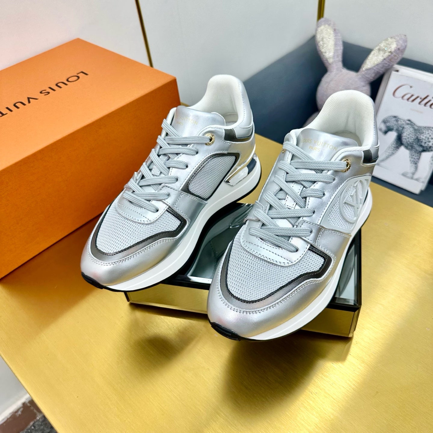 NEO RUN AWAY SNEAKER IN SILVER CALFSKIN、mysite、Cacoeks