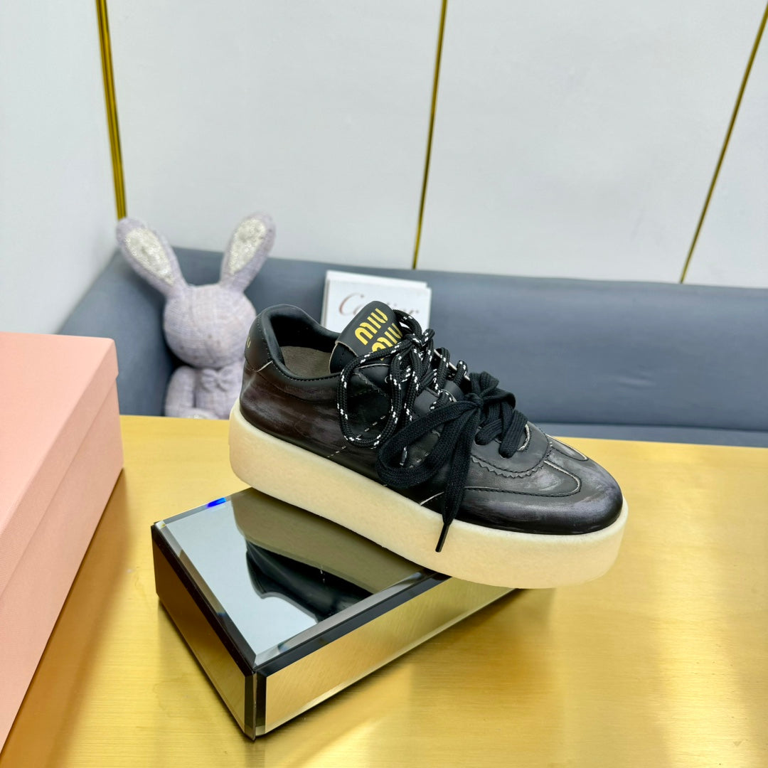 THICK-SOLED RETRO SNEAKERS IN BLACK DUST LAMBSKIN、mysite、Cacoeks