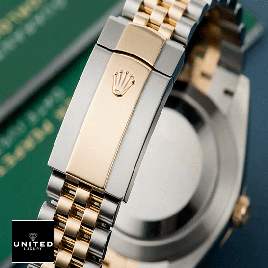 Rolex Datejust 12633BKDJ Steel Gold Automatic Black And Diamond Dial Jubilee Replica 4 Rolex Datejust 12633BKDJ Two Tone Jubilee Bracelet Fold Clasp on the Rolex Logo Replica