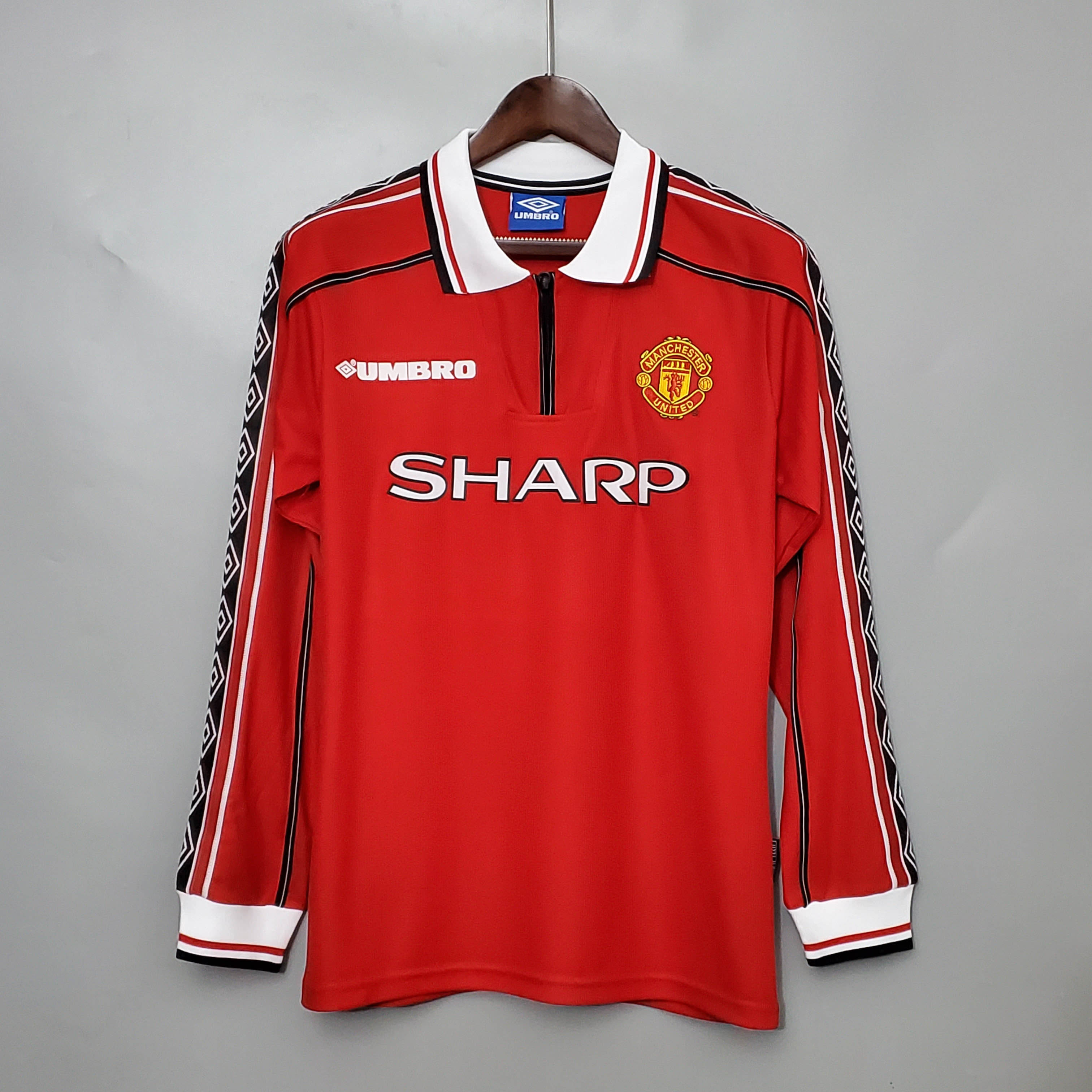 1998-1999 Retro Long Sleeve Manchester United Home Football Shirt 1:1 Thai Quality:football jersey mysite: unitedjerseyfootball 邓江浪:football